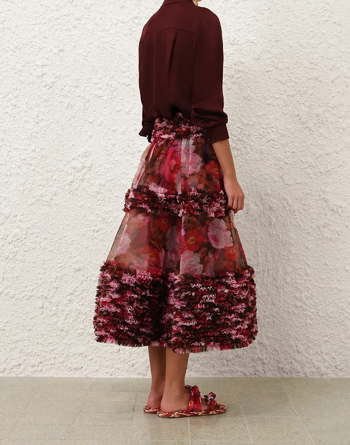 Zimmermann Luna Ruffle Midi Skirt