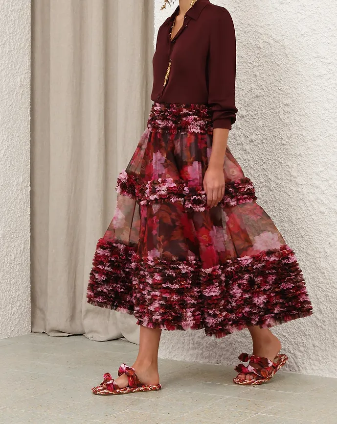 Zimmermann Luna Ruffle Midi Skirt