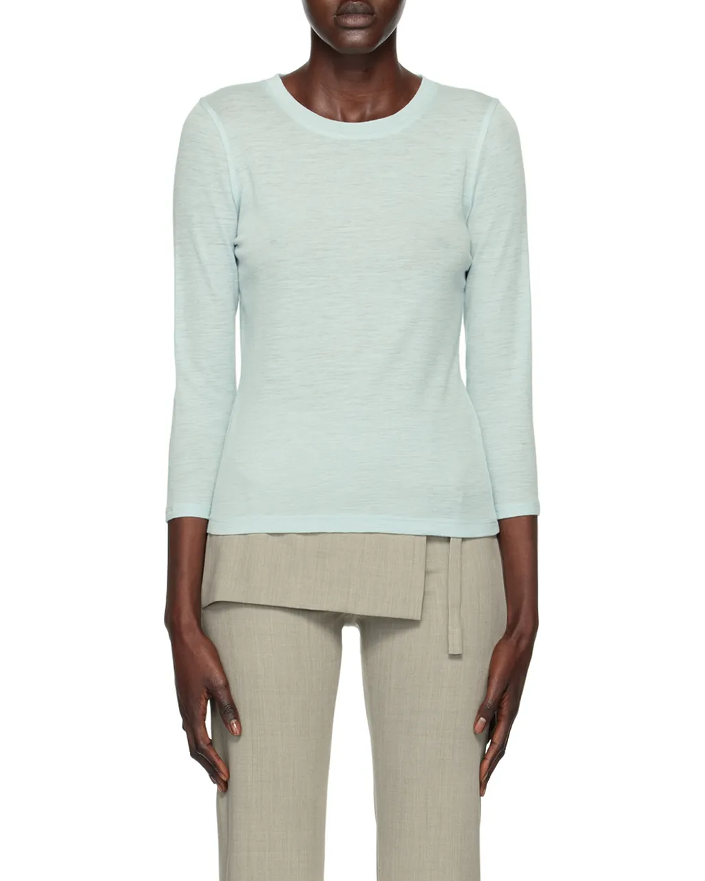 Round-Necked Long-Sleeved Wool Sweater