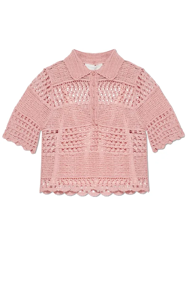 Zimmermann Wanderlust Sun Short Sleeve Crochet Top