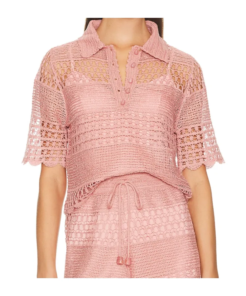 Zimmermann Wanderlust Sun Short Sleeve Crochet Top
