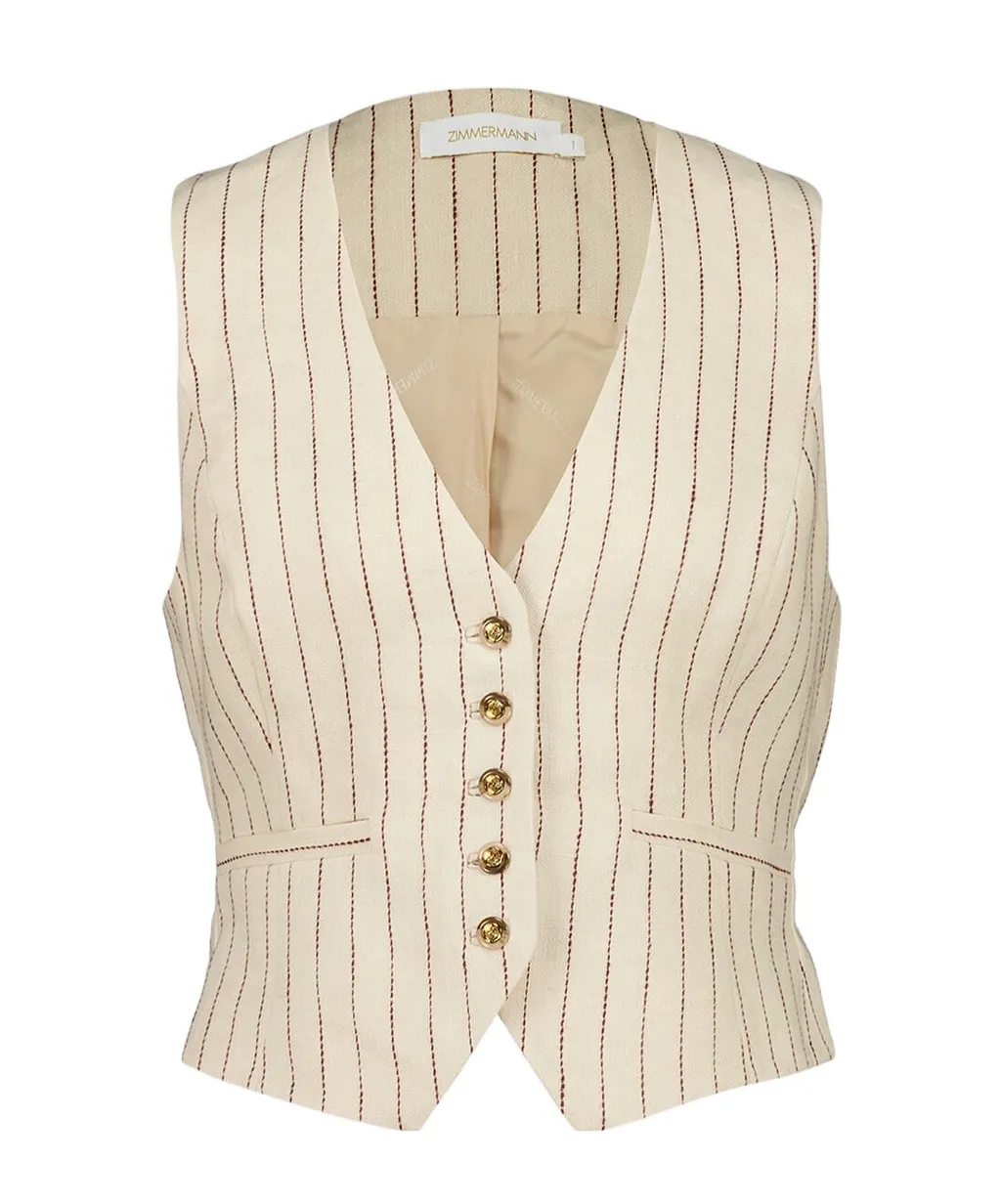 Pinstripe Button Vest