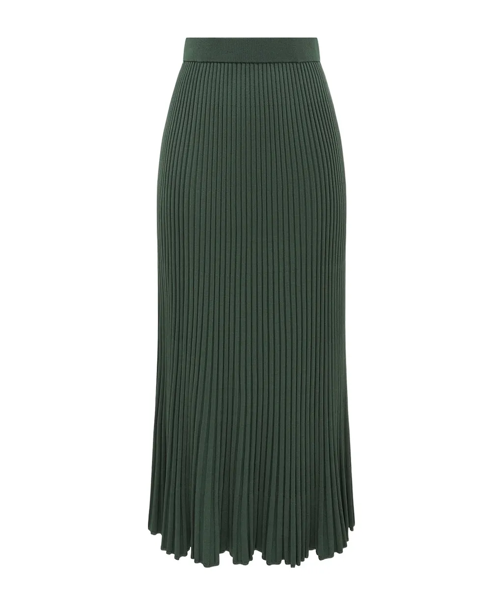 Pleated Ribbed Skirt