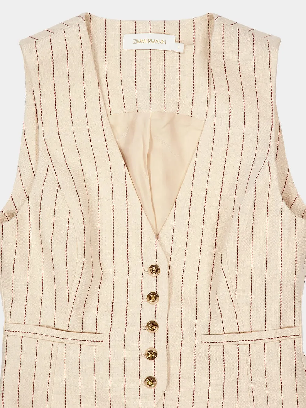 Pinstripe Button Vest
