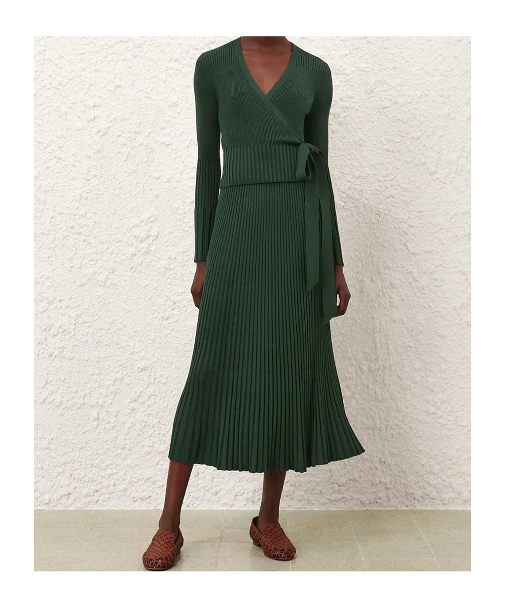 Pleated Ribbed Skirt