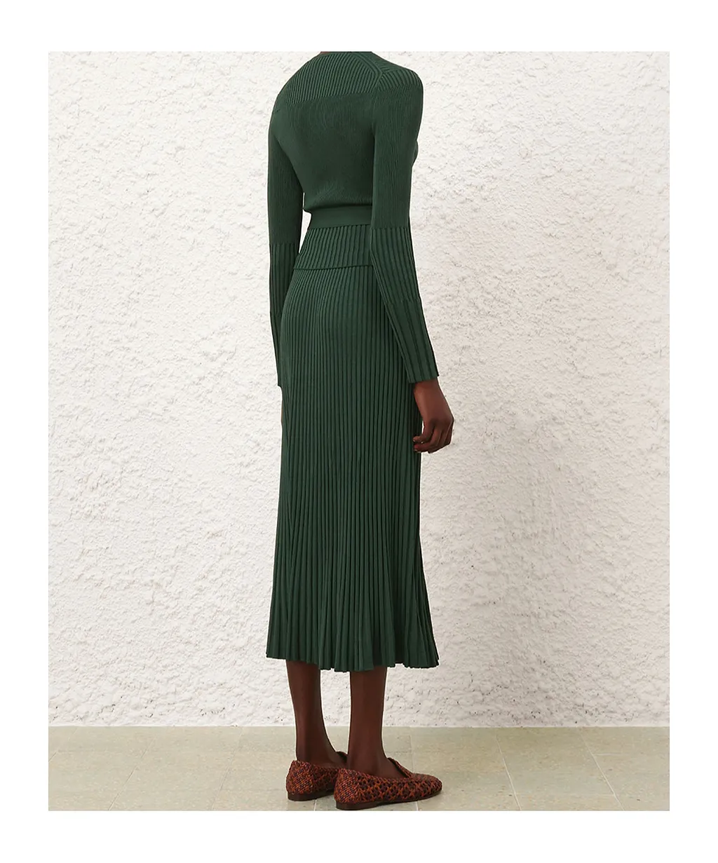 Pleated Ribbed Skirt