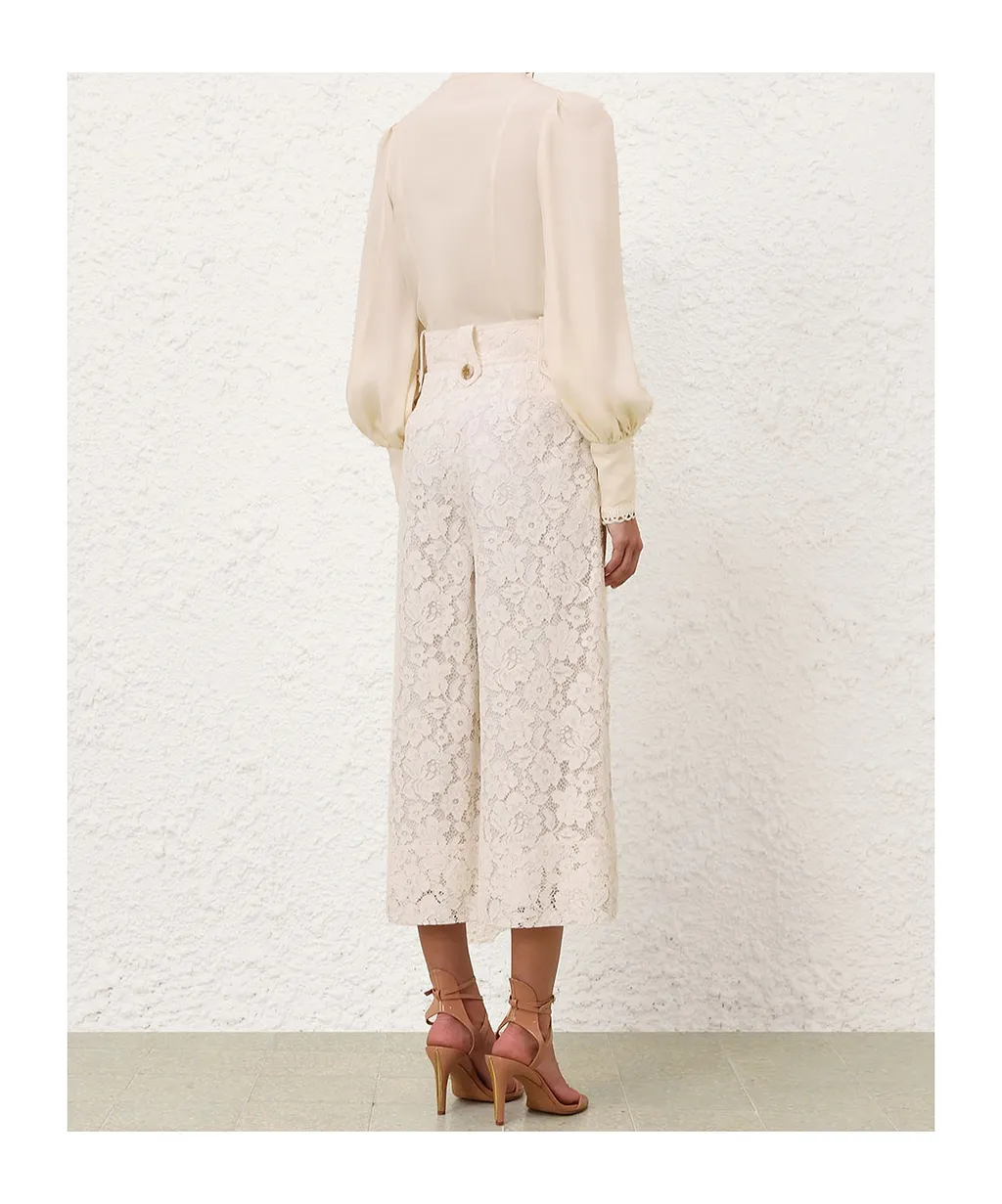 Button-Fastening Trim-Detail Blouse
