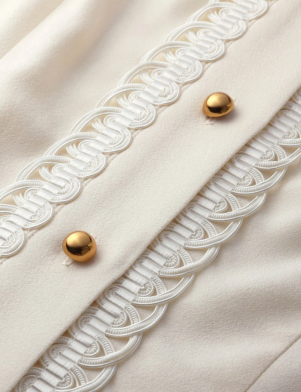 Button-Fastening Trim-Detail Blouse