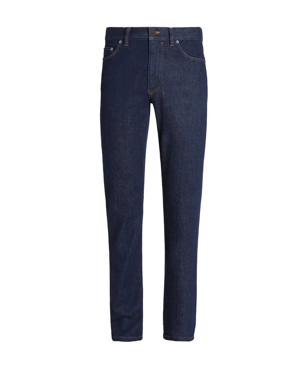 Dark Blue Rinse-Washed Stretch Cotton Roccia Jeans