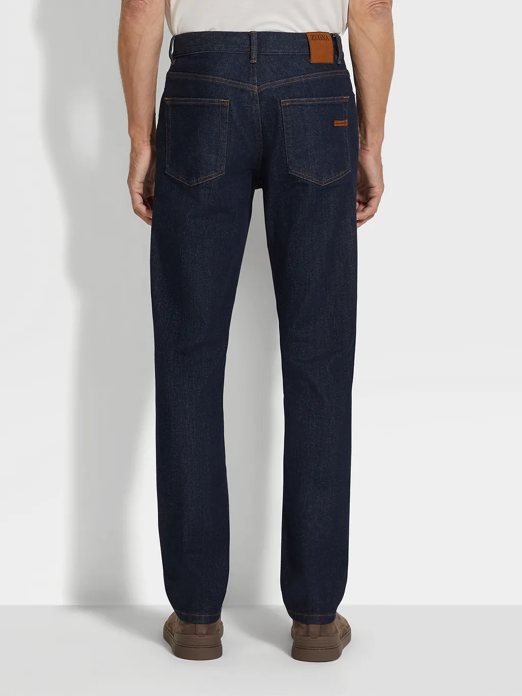 Dark Blue Rinse-Washed Stretch Cotton Roccia Jeans