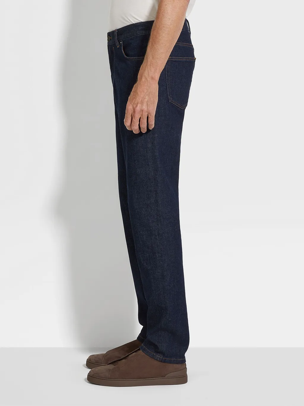 Dark Blue Rinse-Washed Stretch Cotton Roccia Jeans