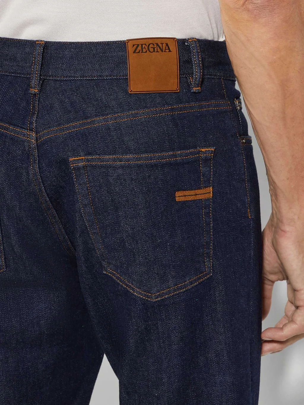 Dark Blue Rinse-Washed Stretch Cotton Roccia Jeans