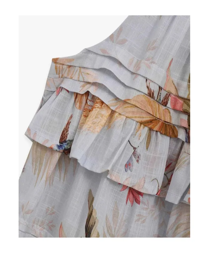 Ruffled Floral-Print Dress