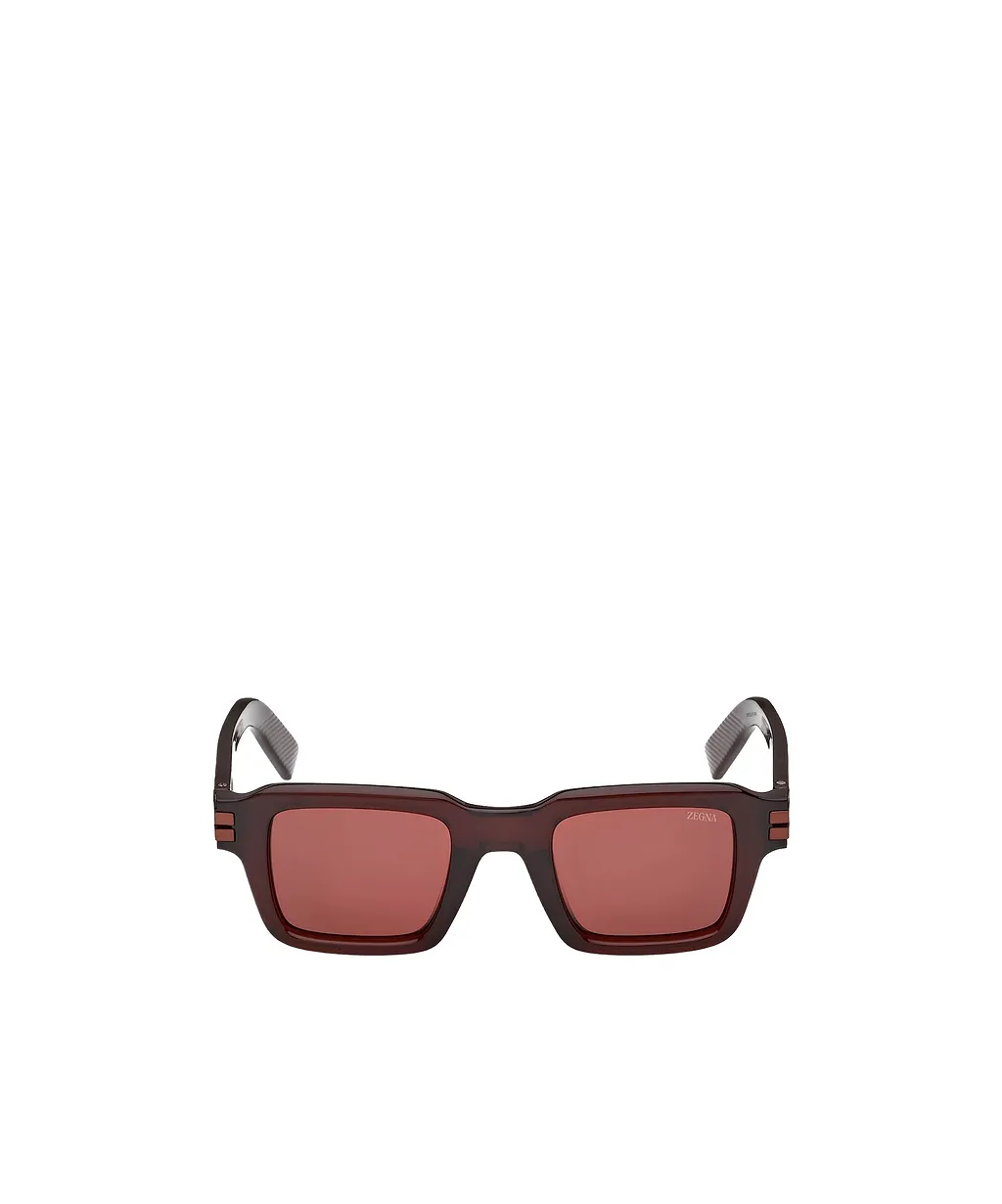 Zegna Rectangular Frame Sunglasses