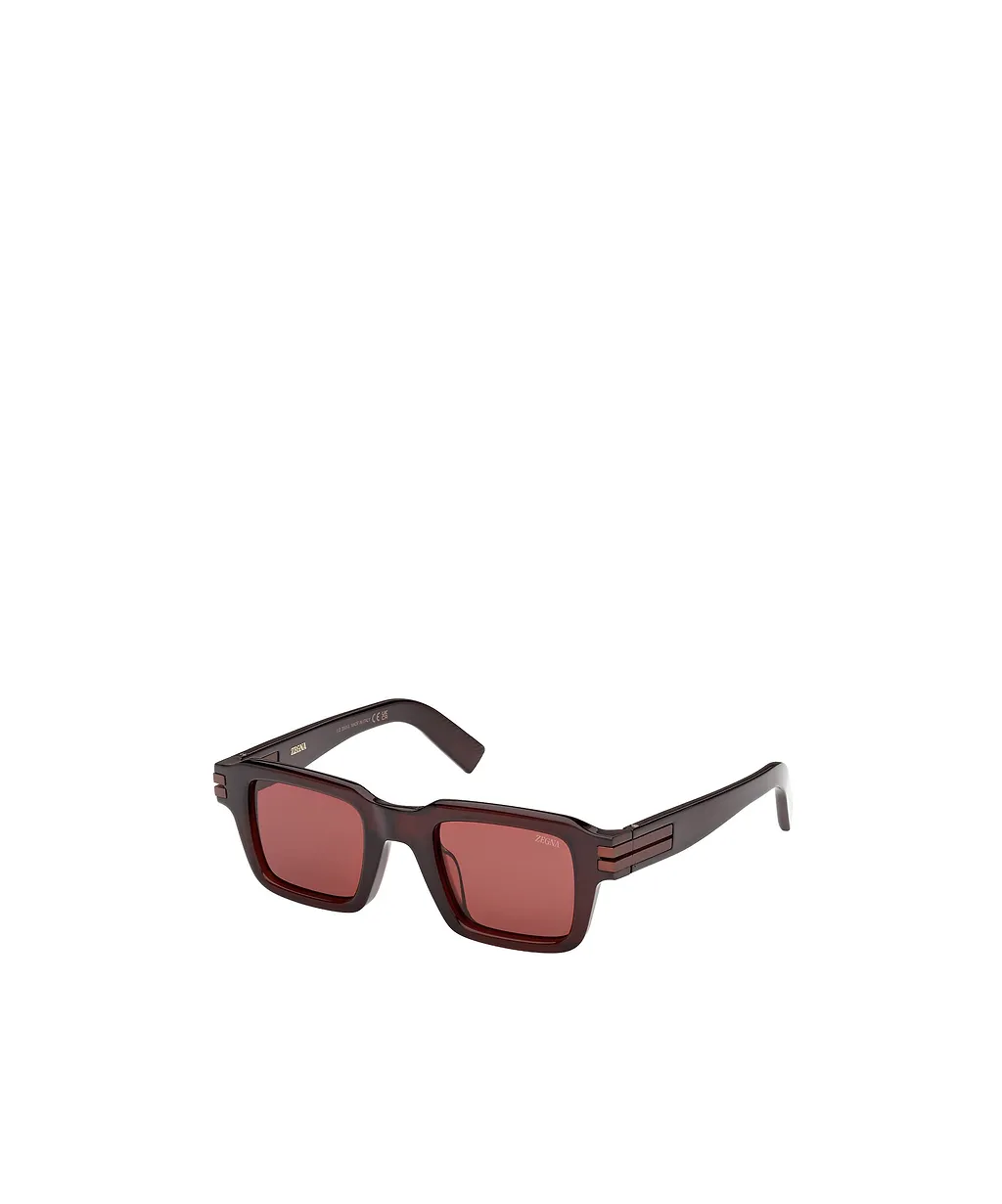 Zegna Rectangular Frame Sunglasses