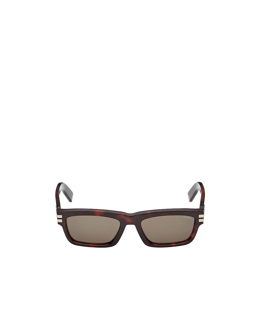 Zegna Rectangular Frame Sunglasses