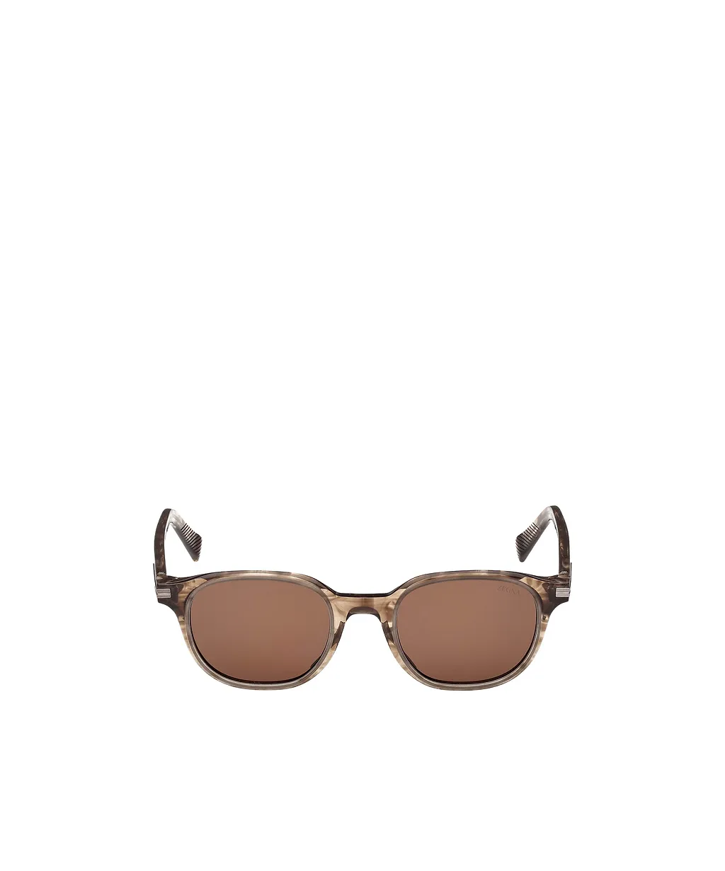 Zegna Geometric Frame Sunglasses