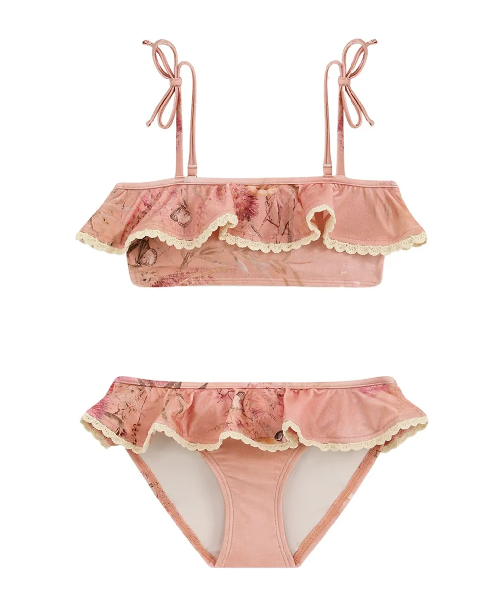 Ruffled Floral Print Bikini