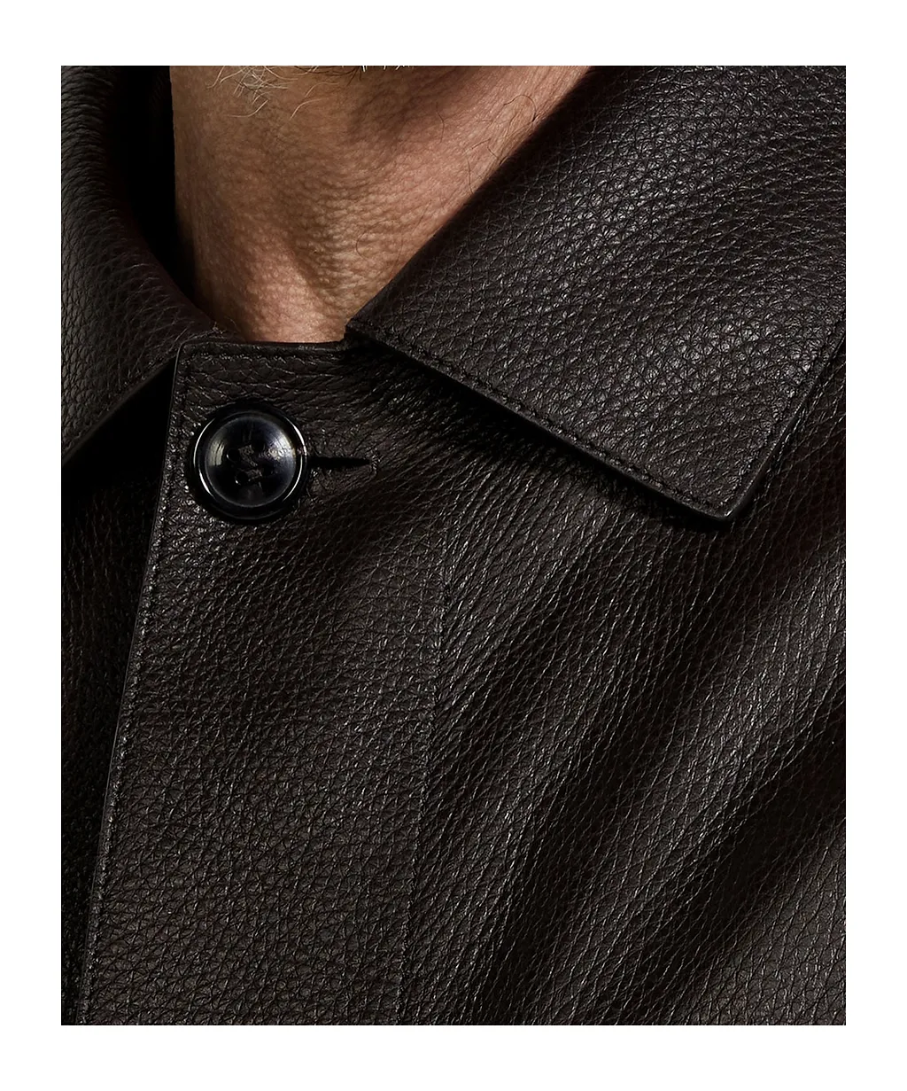 Leather Flap-Pockets Jacket