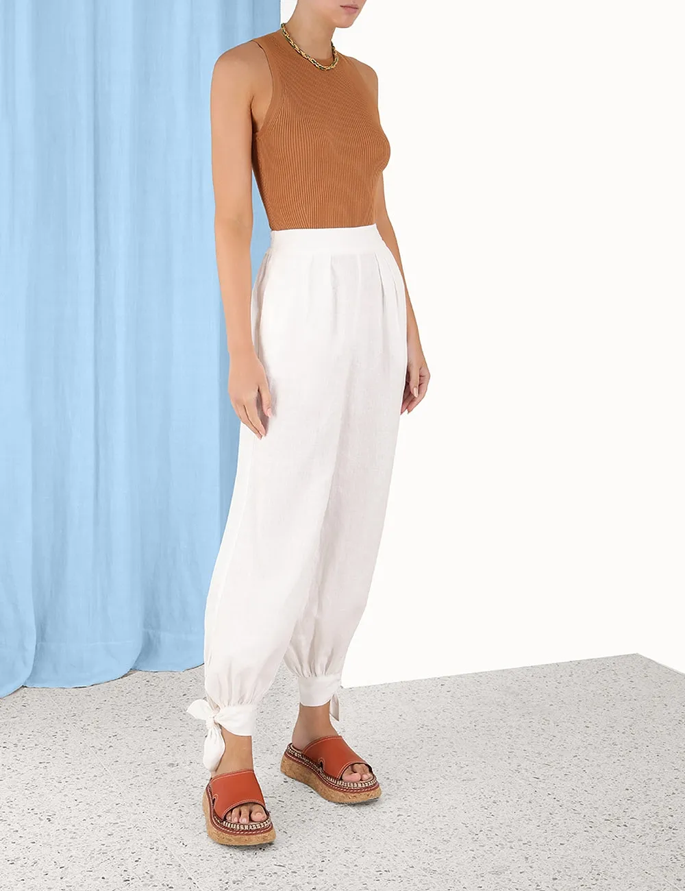 Wide-Leg Linen Trousers