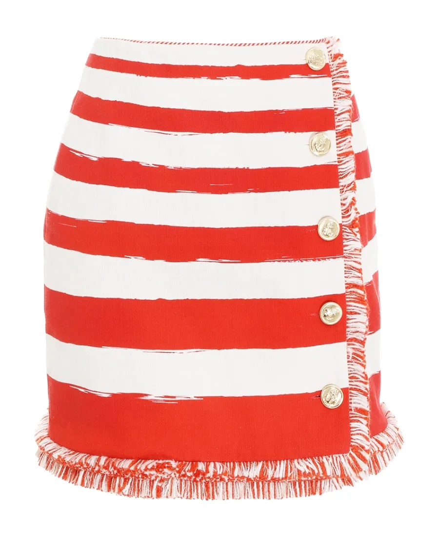 Su Liu Trimmed Striped Skirt
