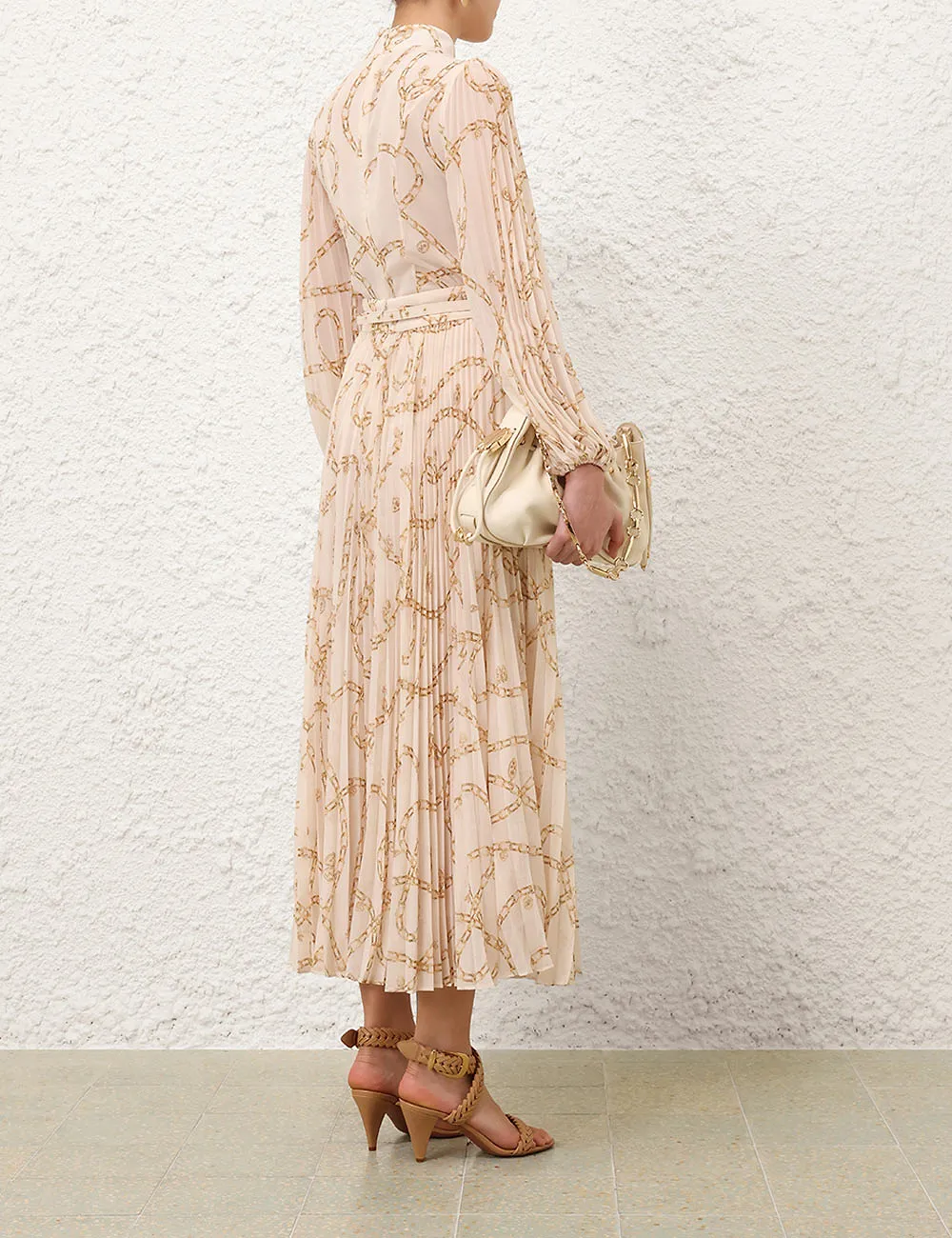 Chain-Print Pleated Skirt