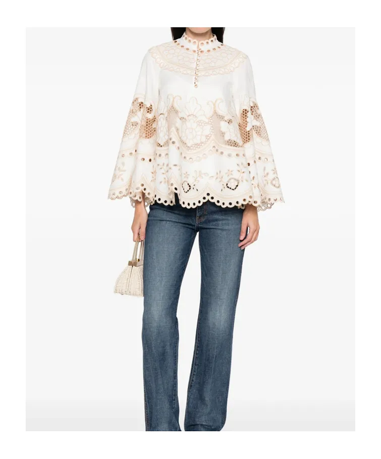Wanderlust Button Embroidery Blouse