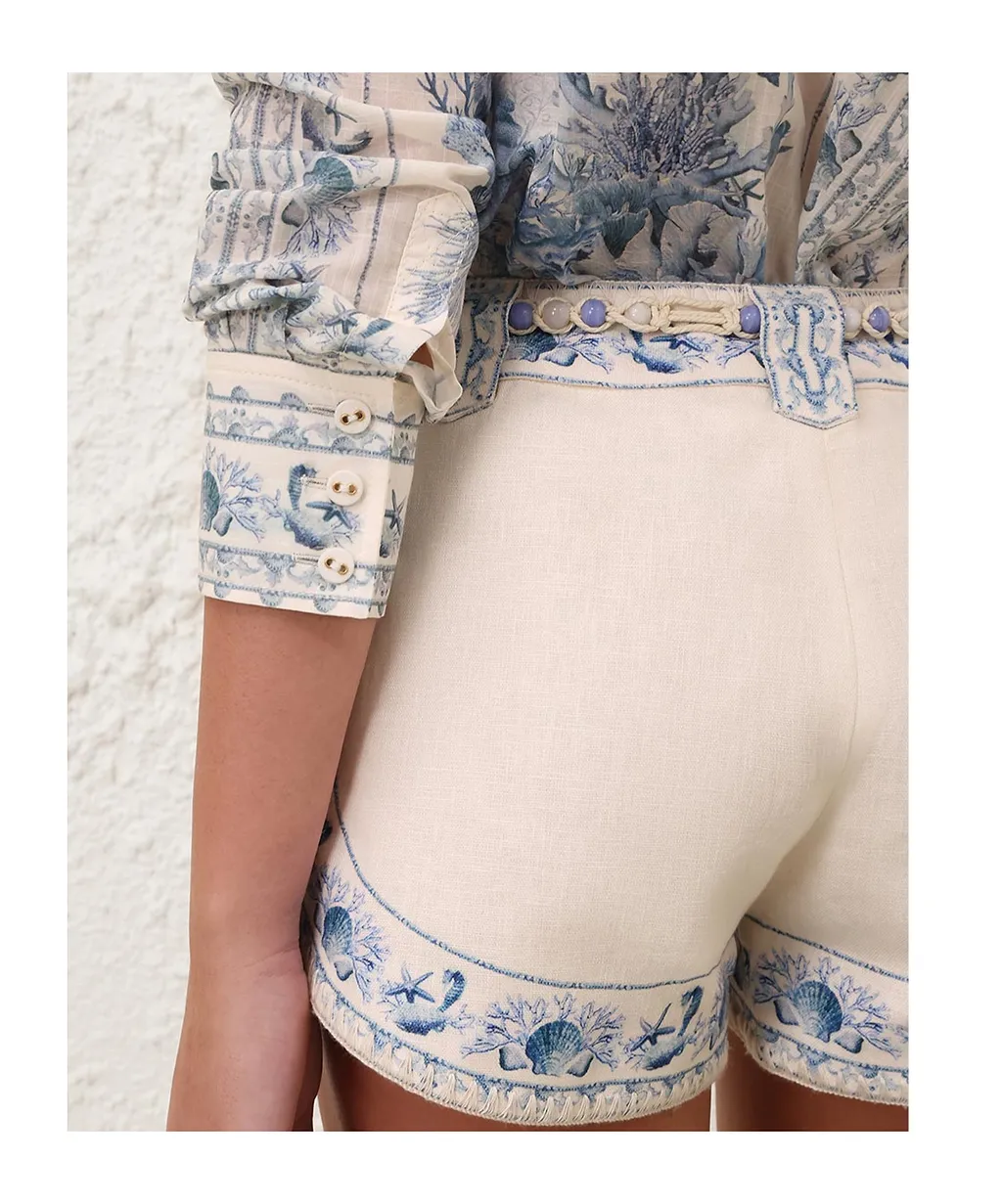 Zimmermann Embroidered Drawstring Shorts