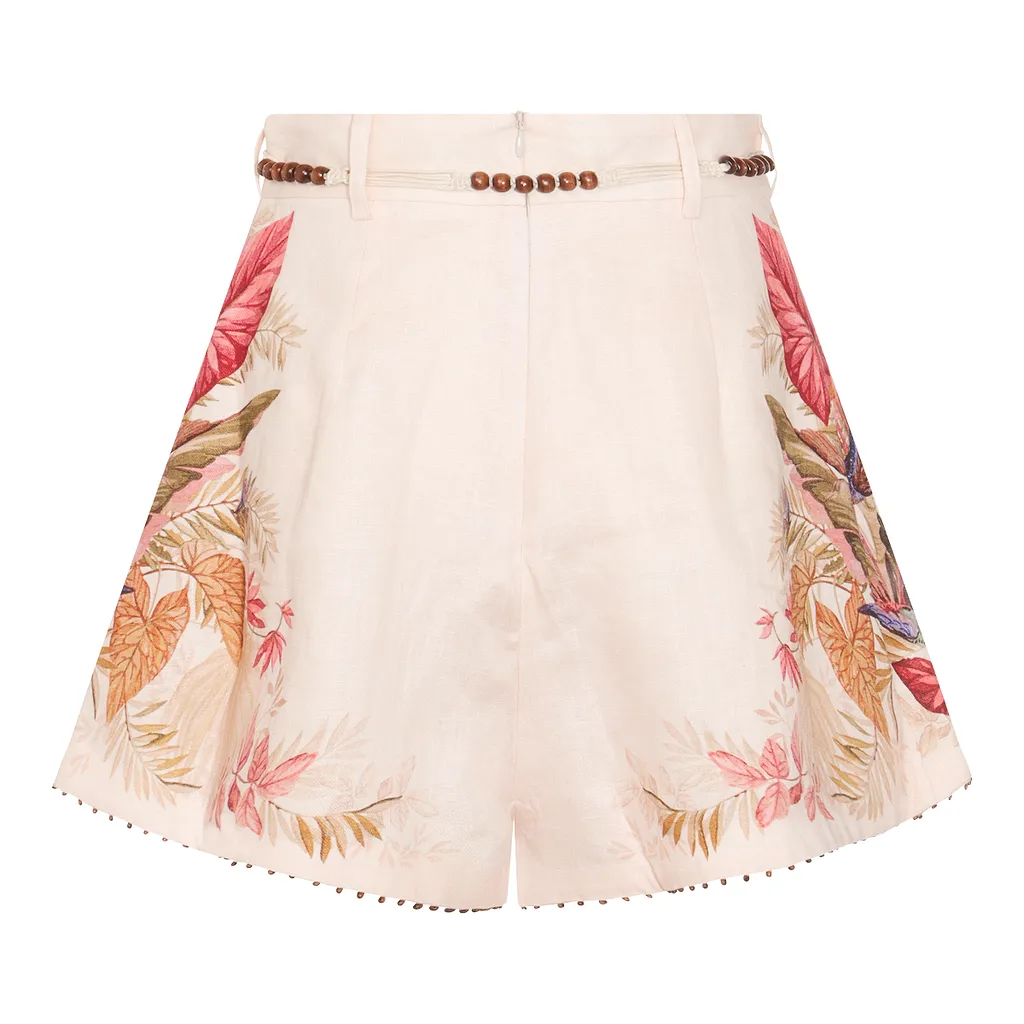 Zimmermann Ascension Tuck Palm Floral Printed Shorts