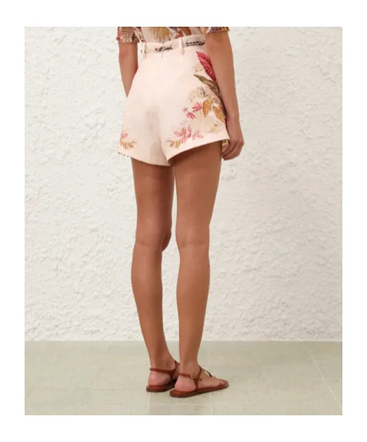 Zimmermann Ascension Tuck Palm Floral Printed Shorts