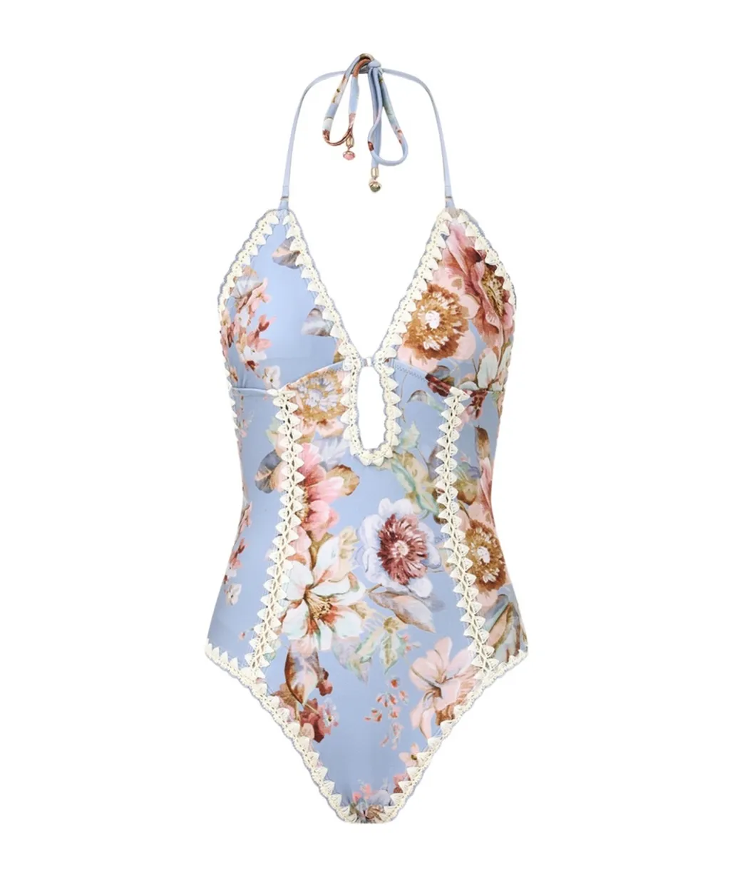 Zimmermann Awaken Crochet Keyhole One-Piece Swimsuit