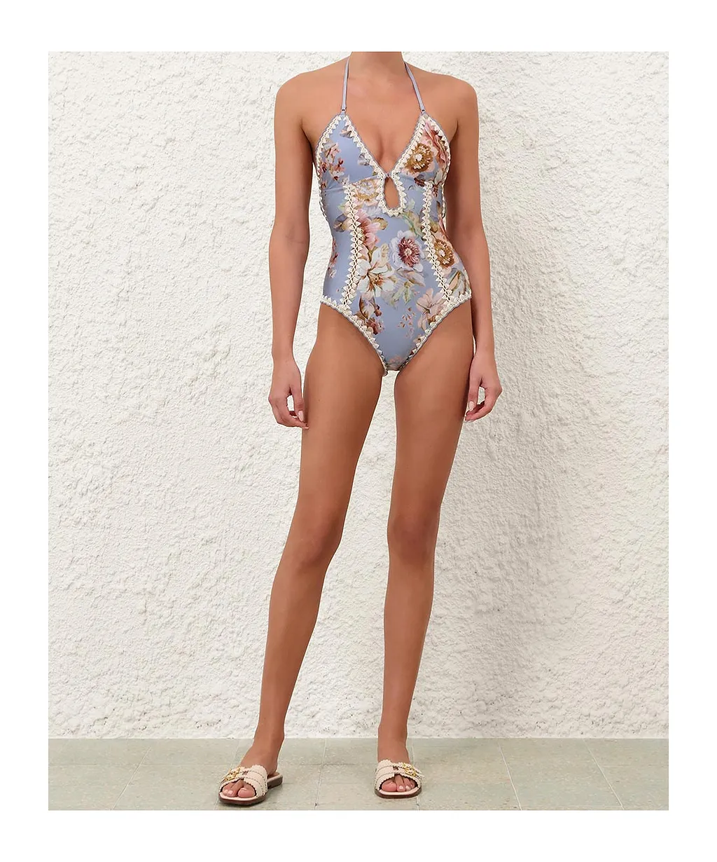 Zimmermann Awaken Crochet Keyhole One-Piece Swimsuit