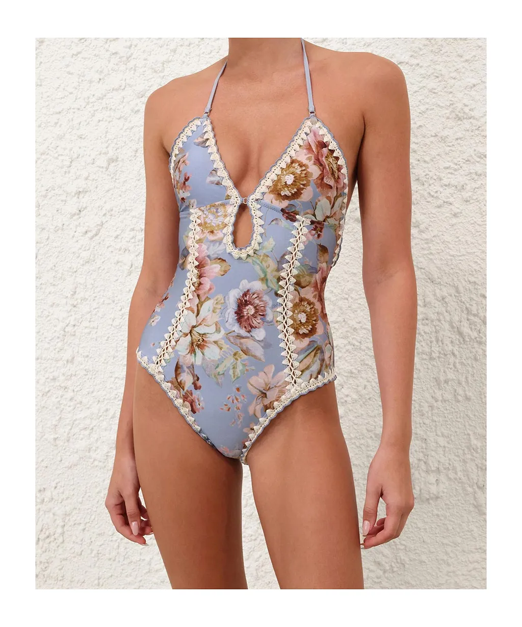 Zimmermann Awaken Crochet Keyhole One-Piece Swimsuit