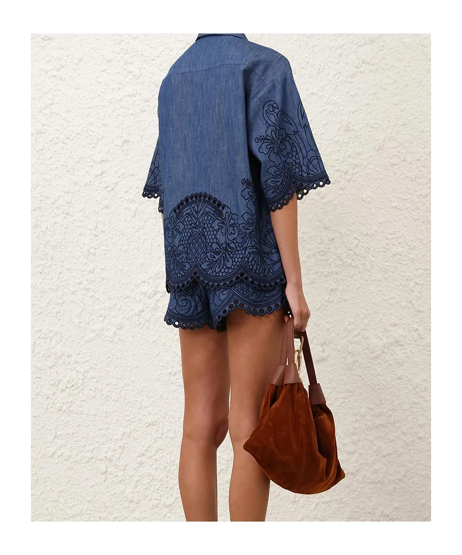 Zimmermann Coco Embroidered Denim Shirt