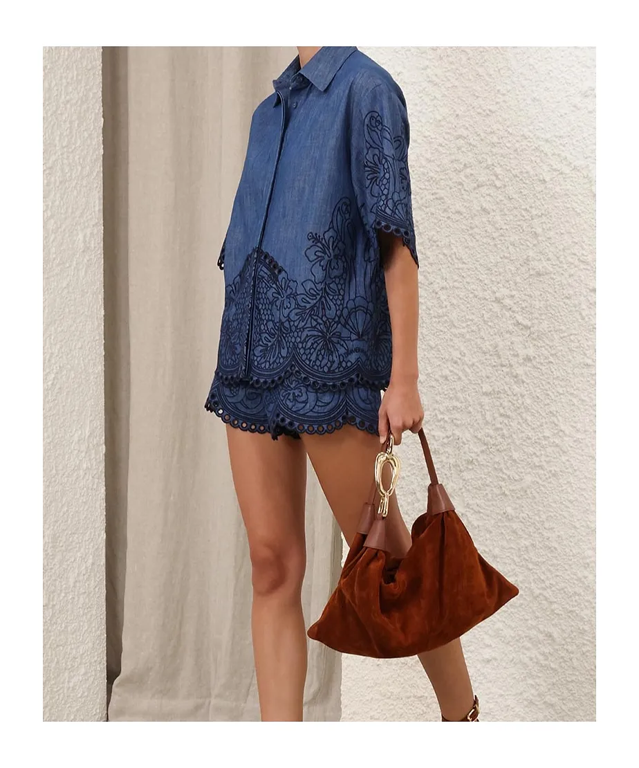Zimmermann Coco Embroidered Denim Shirt