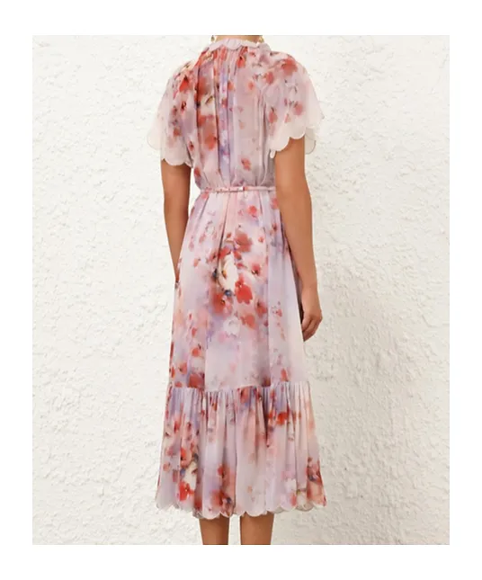 Zimmermann Crush Flutter Midi Dress