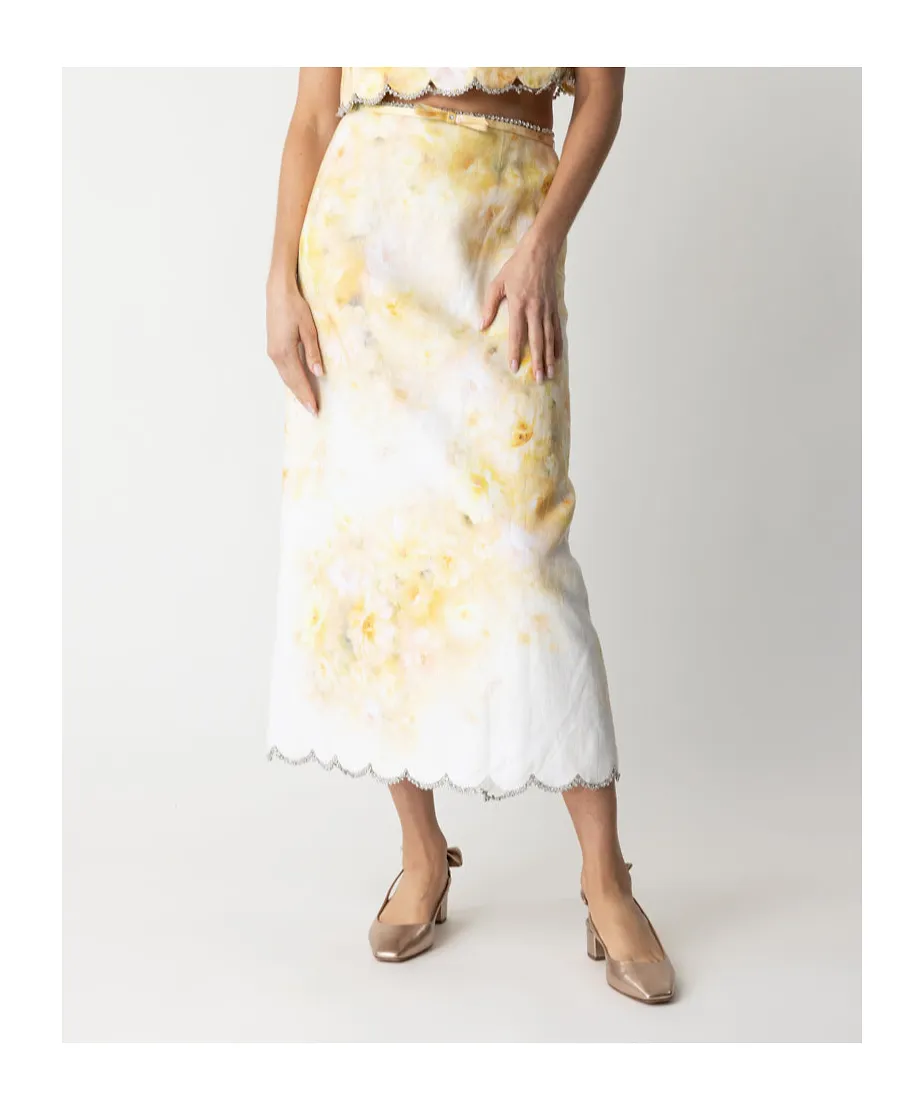 Zimmermann Crush Scalloped Midi Skirt