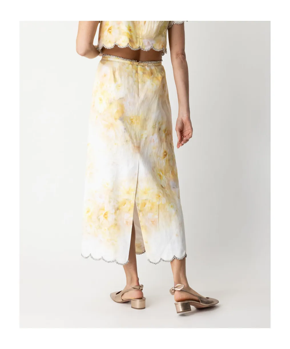 Zimmermann Crush Scalloped Midi Skirt