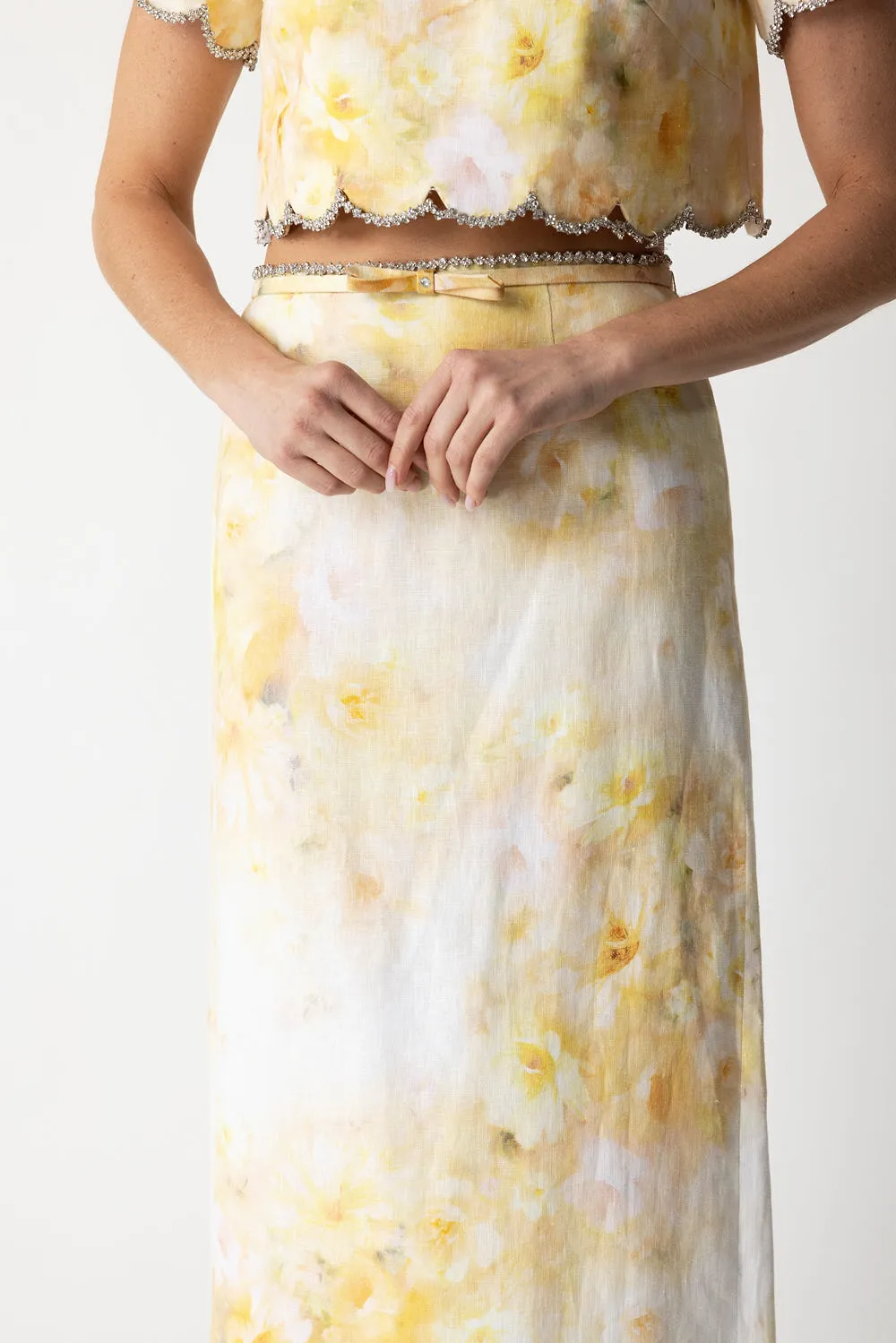 Zimmermann Crush Scalloped Midi Skirt