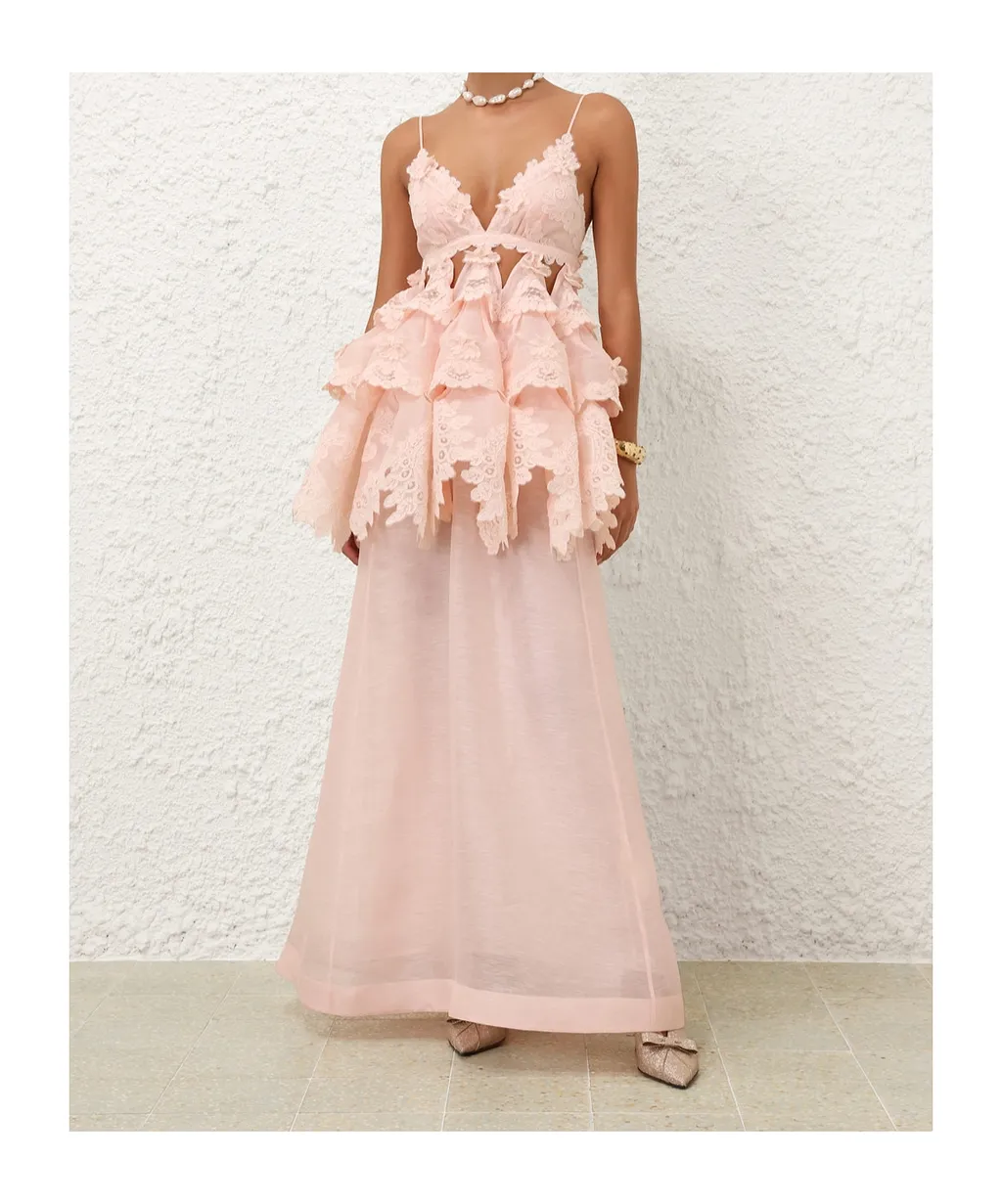 Zimmermann Crush Tiered Lace Maxi Dress