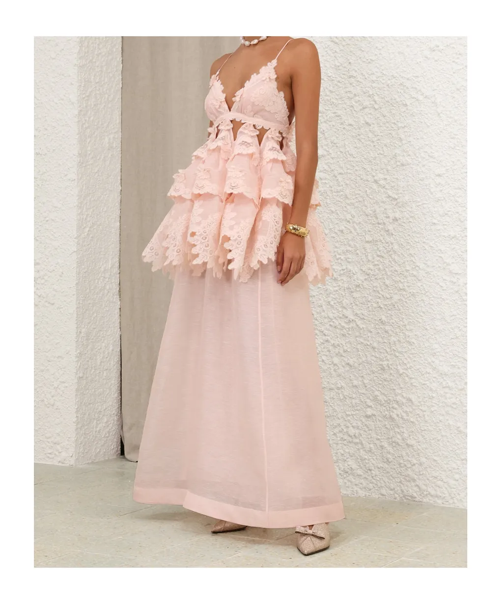 Zimmermann Crush Tiered Lace Maxi Dress