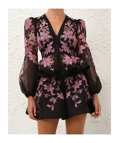 Zimmermann Dawning V-Neck Beaded Blouse