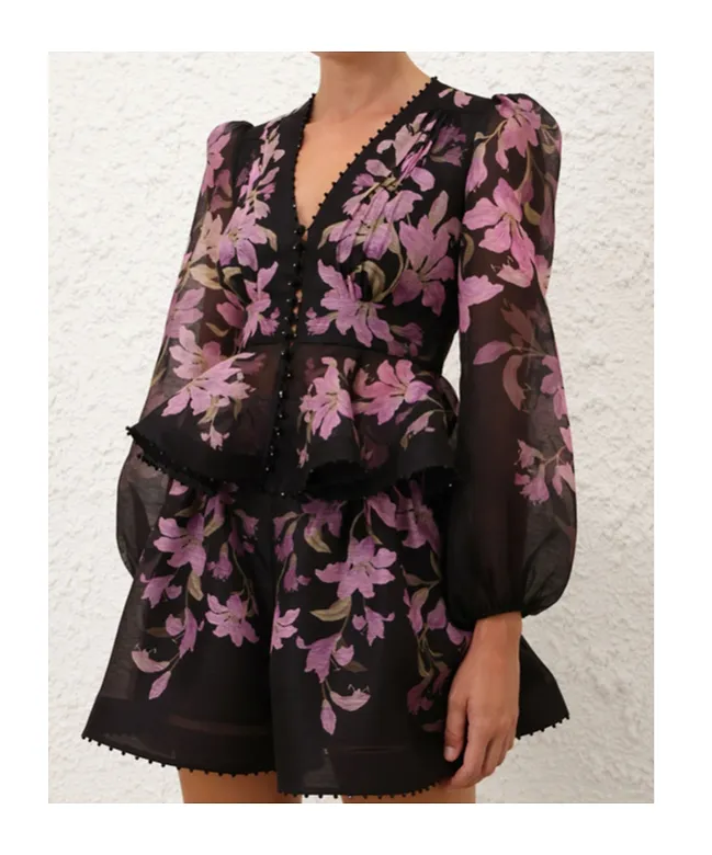 Zimmermann Dawning V-Neck Beaded Blouse
