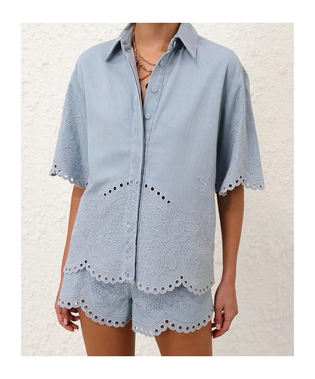 Zimmermann Daylight Broderie Denim Shirt