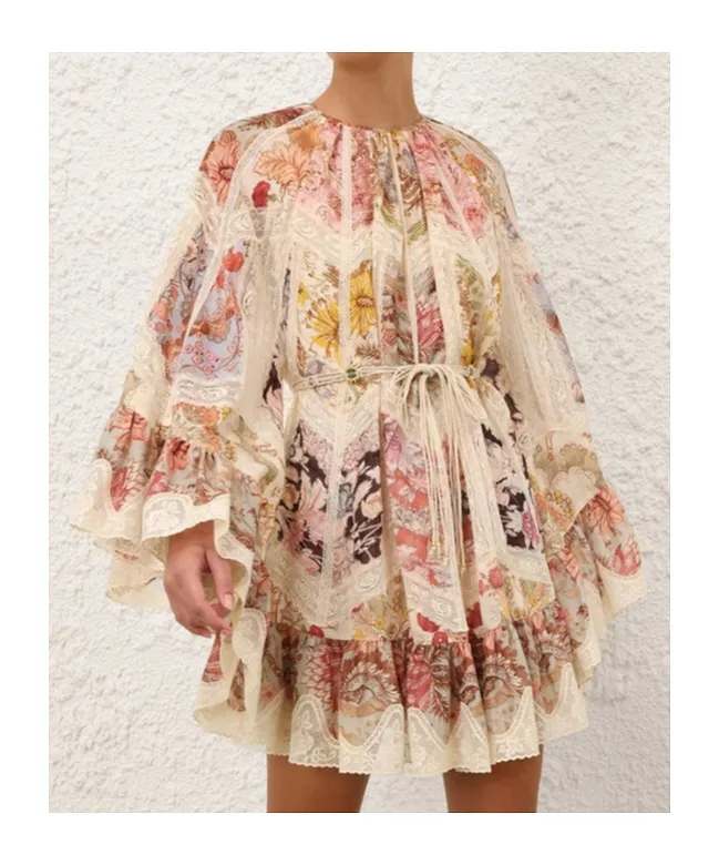 Zimmermann Daylight Flutter Spliced Print Dress