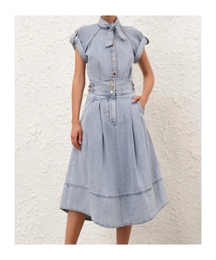 Zimmermann Denim Tie Neck Shirt