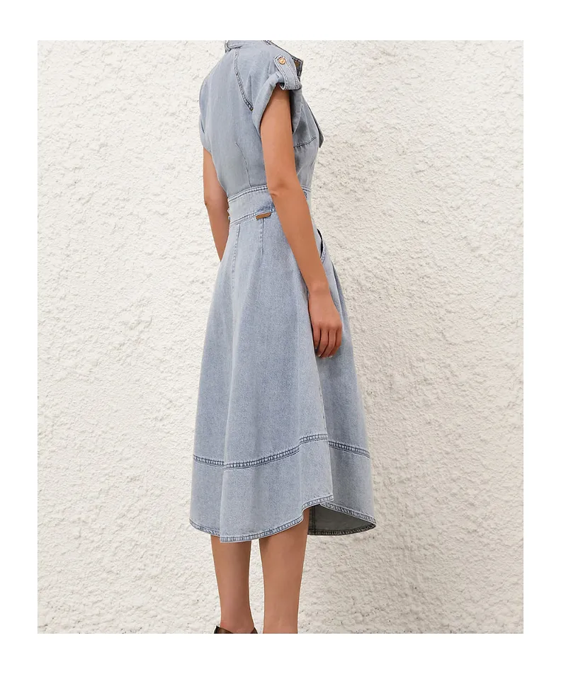 Zimmermann Denim Tie Neck Shirt