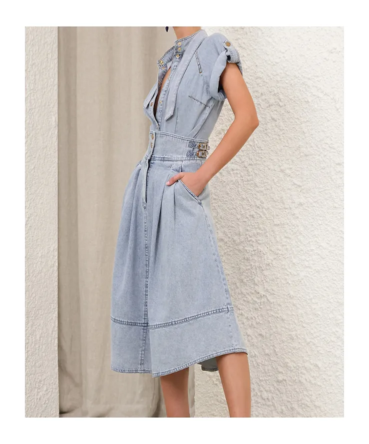 Zimmermann Denim Tie Neck Shirt