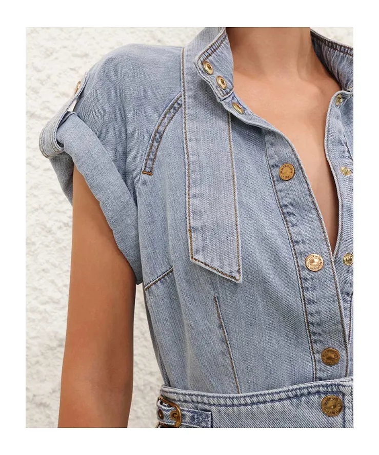 Zimmermann Denim Tie Neck Shirt