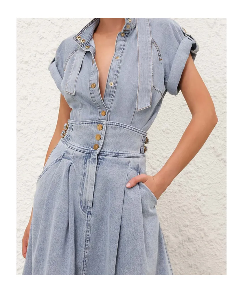 Zimmermann Denim Tie Neck Shirt